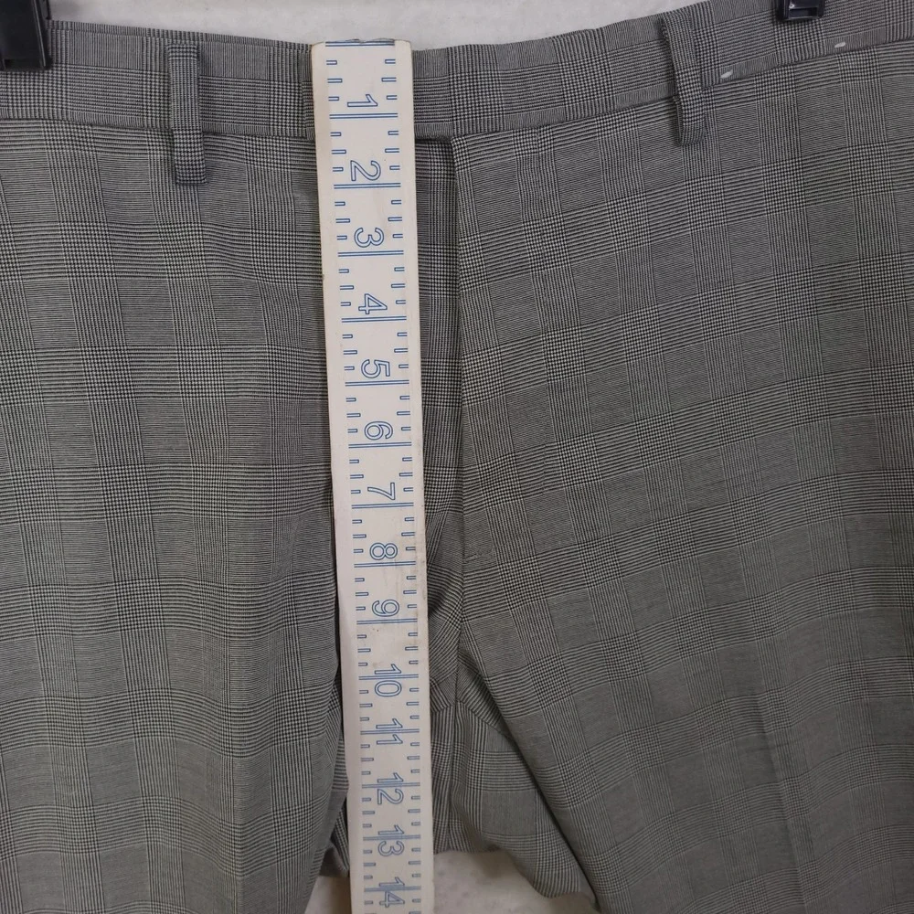 Uniqlo Kando Pants Men 35x34 Grey Glen Plaid Performance Dress Trousers Slim Fit